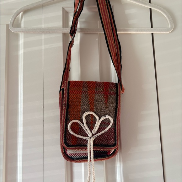 Woven Red Crossbody Bag with Decorative Knot - Picture 3 of 11